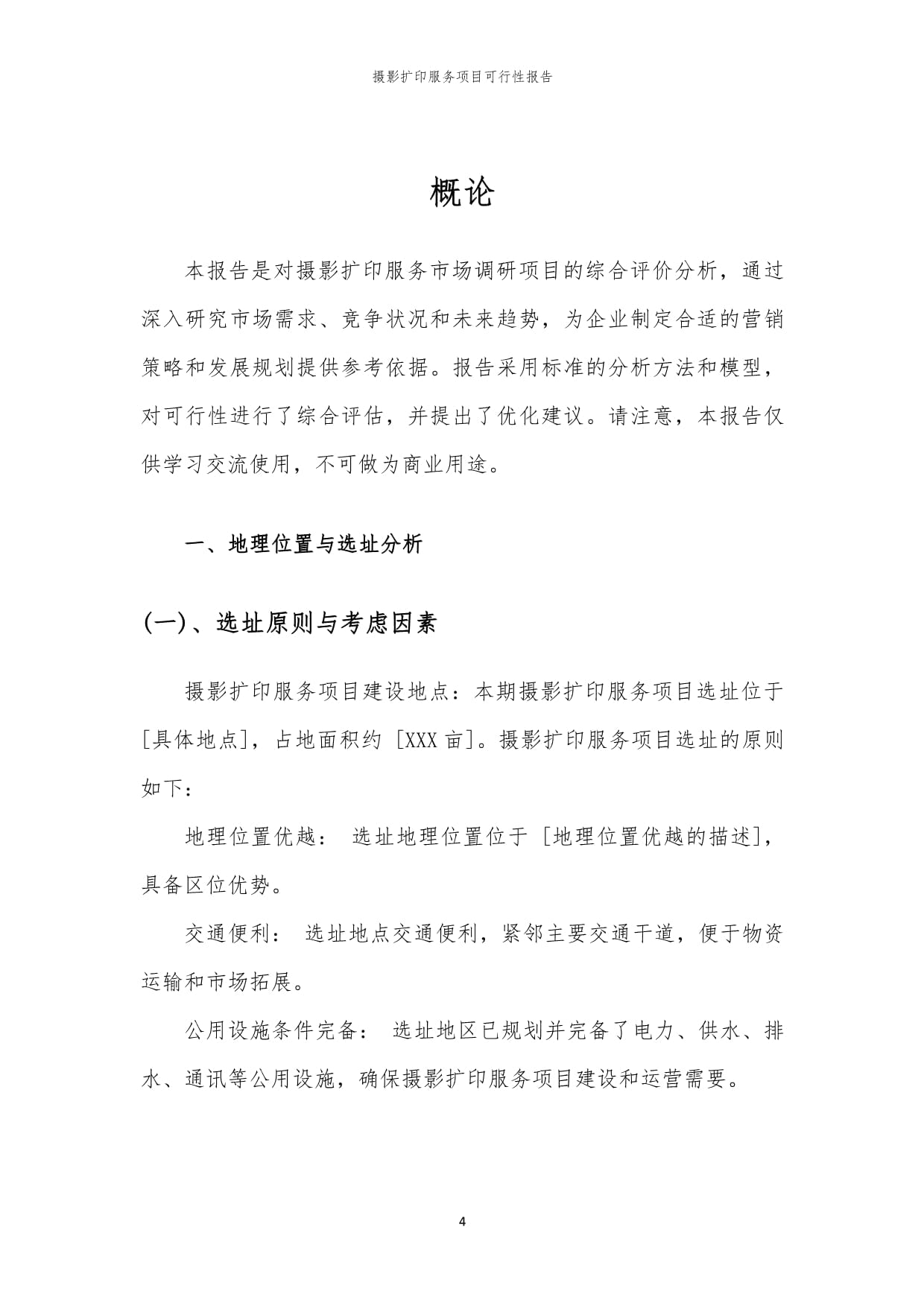 攝影擴印服務(wù)項目可行性報告